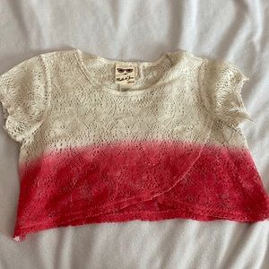 Belle du Jour pink laced crop shirt for girls